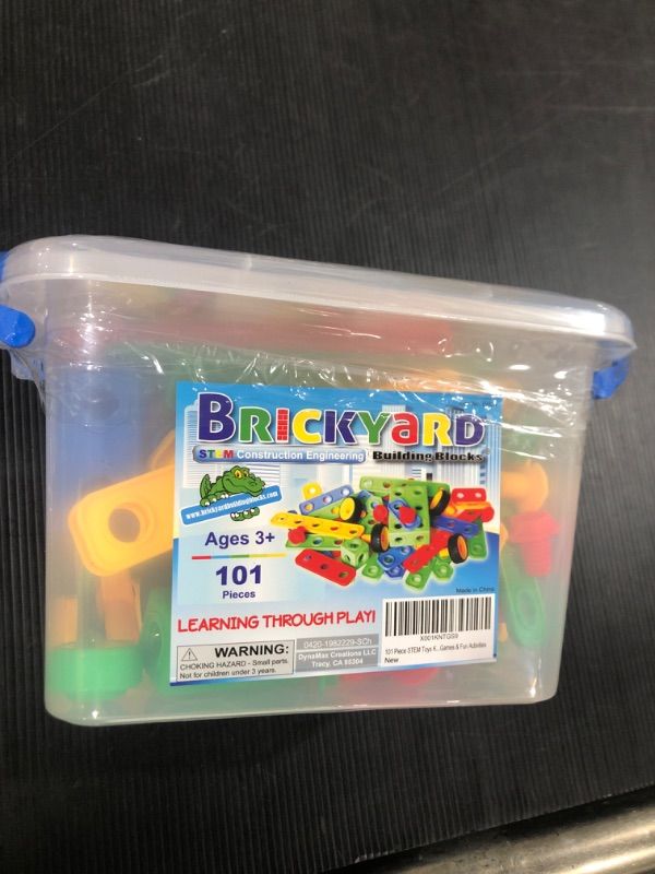 Photo 1 of Brickyard Building Blocks STEM Toys - Educational Building Toys for Kids Ages 4-8 with 163 Pieces, Tools, Design Guide and Toy Storage Box, Gift for Boys & Girls
