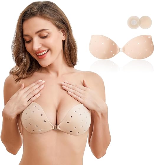 Photo 1 of BOSOMBLISS Breathable Sticky Bra Strapless Push Up Bras for Backless Dress Adhesive Bra with Storage Bag and Nipple Covers
