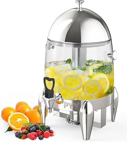 Photo 1 of 3 Gallon Beverage Dispenser With Spigot, Drink Dispenser With Ice Core for Parties Buffet Catering Lemonade Tea Water Hot And Cold Drinks (Transparent PC)