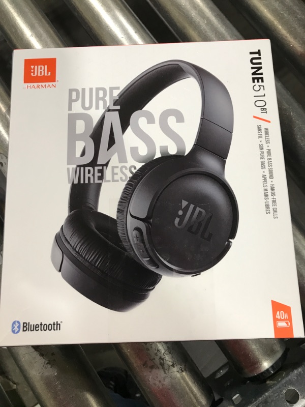 Photo 3 of JBL Tune 510BT: Wireless On-Ear Headphones with Purebass Sound - Black Black headphones