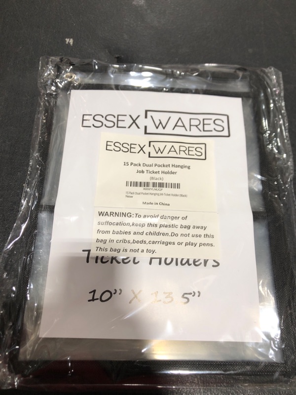 Photo 2 of 15 Pack Single Hanging Job/Shop Ticket Holder (Black) - by Essex Wares - Use in Your Business or in a Classroom. Fits Standard 8.5 X 11 Sheets of Paper and Can be Used as a Dry Erase Pocket.