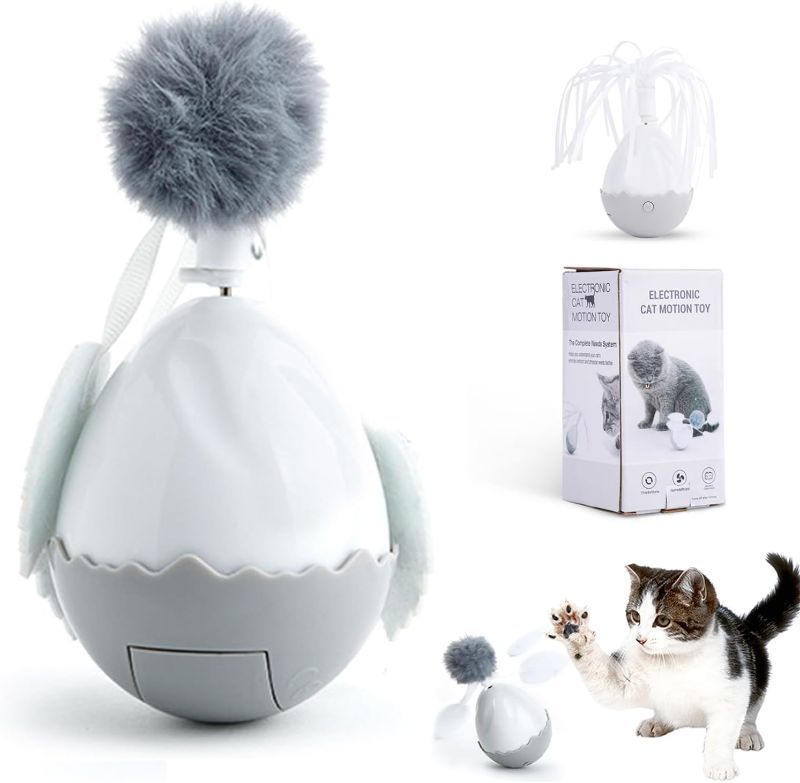 Photo 1 of  Cat Toys Kitten Indoor Interactive Automatic Tumbler Feather Toys with 2 Kinds of Detachable Heads Exercise Wheel Mobile Battery Stop in 10 Minutes
