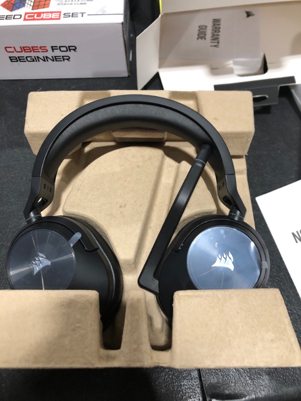 Photo 2 of CORSAIR HS55 WIRELESS Multiplatform Lightweight Gaming Headset With Bluetooth - Dolby 7.1 Surround Sound - iCUE Compatible - PC, PS5, PS4, Nintendo Switch, Mobile - Black HS55 Wireless/Bluetooth Carbon