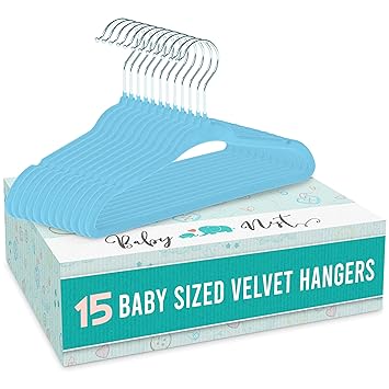 Photo 1 of Baby Nest Designs Kids Plastic Velvet Hangers, Children Non-Slip Hangers Dividers for Nursery Closet Organizer - 15 Pack
