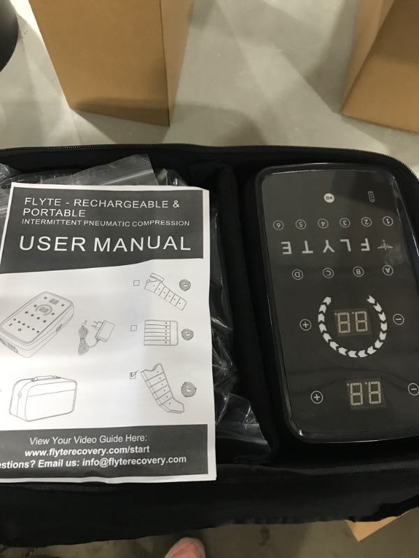 Photo 1 of Exerscribe Flyte Air Compression Boots - Portable Full Leg Recovery System Massager for Circulation & Muscle Recovery - 4 Modes, 30-240mmhg (L) Large