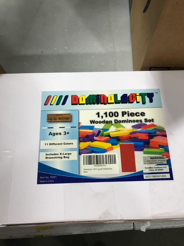 Photo 2 of Dominolocity 1,100 Piece Wooden Dominoes Set - Colored Bulk Racing and Rally Building Blocks Kit, Colorful Wood Plain Blank Tiles Design for Stacking, Toppling, and Tumbling Races