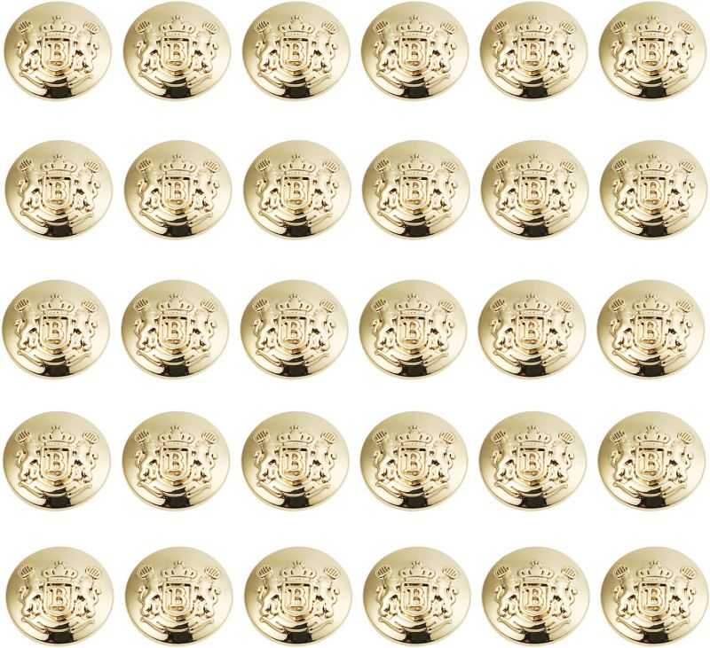 Photo 1 of 2 PACK- Hegebeck 90PCS Sewing Button Metal Shank Flat Buttons Small Gold Buttons for Sewing Sleeve Button Round Buttons Metal Blazer Button Set for Coats Uniform Suits Jackets Gold Tone