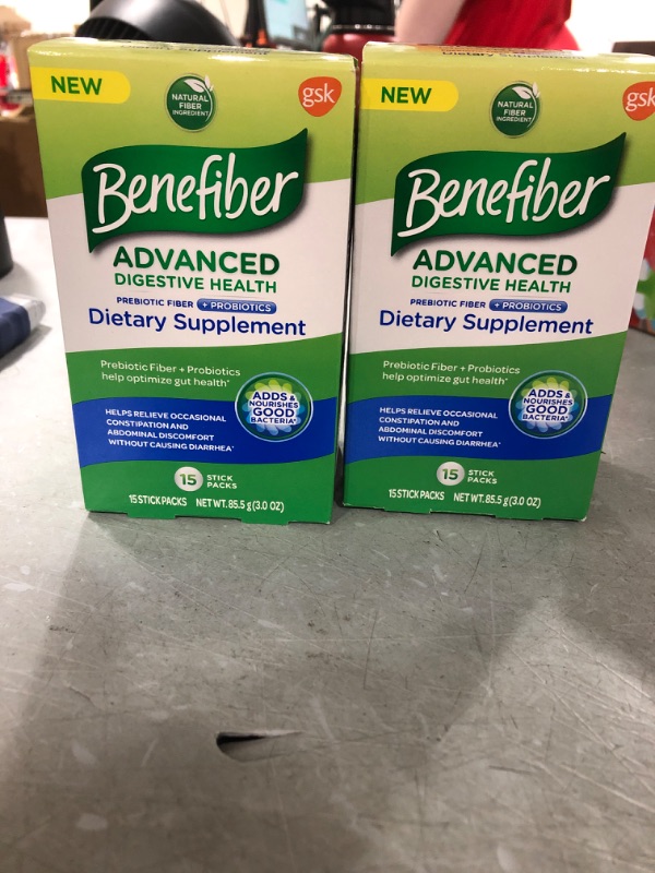 Photo 2 of 2 PACK-Benefiber Advanced Digestive Health Prebiotic Fiber Supplement Powder with Probiotics for Digestive Health, Low FODMAP – 15 Sticks (3.0 Ounces)