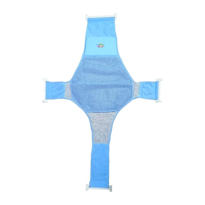 Photo 1 of Baby Bath Seat Infant Bathing Support Mat Carried with 4 Adjustable Safety Support Clip, Non- Slip Net, Comfortable Baby Shower Support Bathtub Sit Up Mesh for New-Born (Blue) 