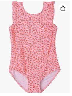 Photo 1 of 2T- LIZENS Girls Swimsuit One Piece Ruffle Bathing Suit Girls Swimwear Print- Pink floral
