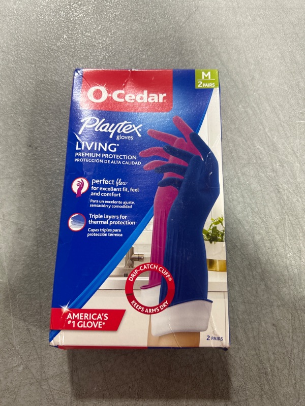 Photo 2 of Playtex Living Reuseable Rubber Cleaning Gloves, Medium 2 Pairs [Packaging And Color May Vary] 
