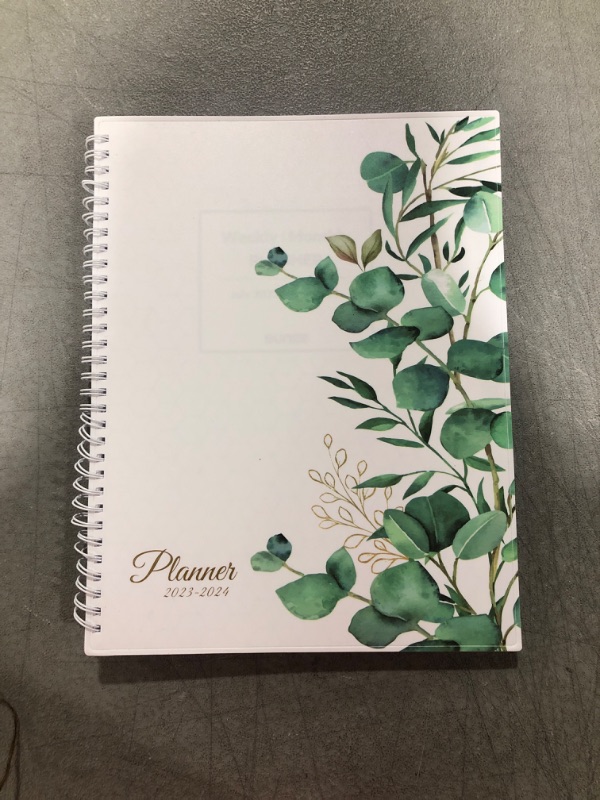 Photo 1 of 2023-2024 White Planner with Green Leafs 