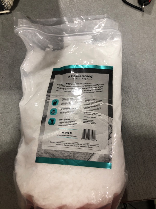 Photo 2 of Aromasong Magnesium Flakes from The Dead Sea, 12 LB Resealable Pack - Muscle Relaxing Magnesium Chloride Bath Salts Soak for Headaches, Stress & Leg Discomfort