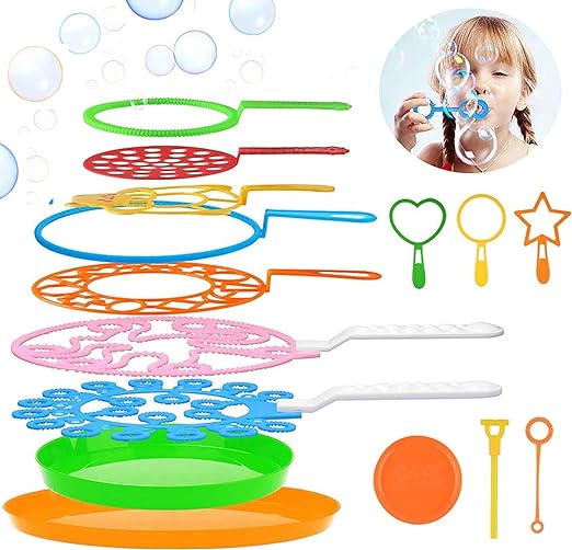 Photo 1 of B bangcool Bubble Wands Set - Big Bubbles Wand Funny Bubbles Maker with Tray, Nice for Outdoor Playtime & Birthday Party & Games, Suitable for All Age People 