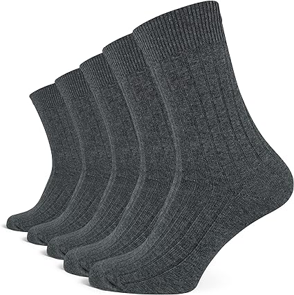 Photo 1 of Aniler 5 Pairs Men's Cotton Crew Socks All Season Thick Sweat Wicking Moisture Control Athletic Socks S-M