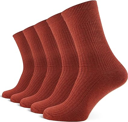 Photo 1 of Aniler 5 Pairs Women's Cotton Crew Socks Moisture Control Soft Comfort Breathable Dress Socks