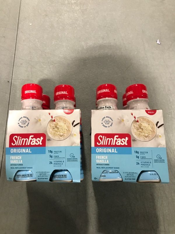 Photo 2 of 2 SlimFast Meal Replacement Shake, Original French Vanilla, 10g of Ready to Drink Protein for Weight Loss, 11 Fl. Oz Bottle, 4 Count (Packaging May Vary) French Vanilla 4 Count 