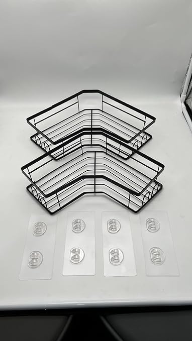 Photo 1 of 2-Pack Black Corner Shower shelves?Shower Caddy, Rustproof Stainless Steel Shower Rack Wall Mounted Bathroom Shower Storage Shelves for Inside Shower & Kitchen Storage