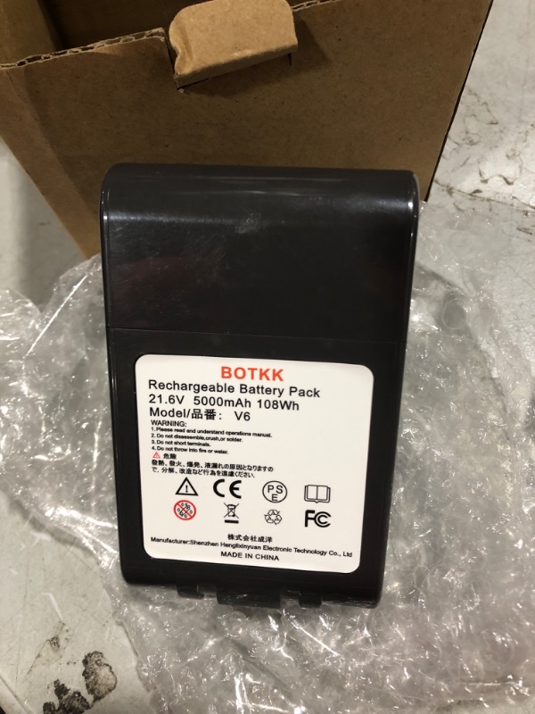 Photo 2 of BOTKK V10 25.2V 5000mAh Battery Replacement for Dyson V10 Li-ion Batteries Compatible with Dyson Cyclone V10 Animal V10 Absolute SV12 V10 Fluffy V10 Motorhead Stick Vacuums 5000mAh V10