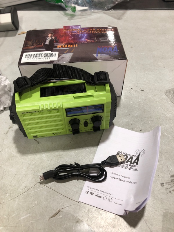 Photo 2 of NOAA Weather Radio, Emergency Hand Crank Radio with Solar Charger, Portable Battery Operated AM FM Shortwave Radio with LED Flashlight, USB Charger, Earbud Jack, SOS Alert for Home Survival Hurricane Green