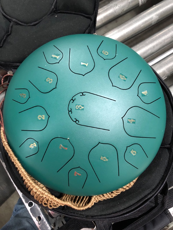 Photo 2 of 12 Inches Steel Tongue Drum - 11 Notes 12 inches - Percussion Instrument -Handpan Drum with Bag, Music Book, Mallets, Finger Picks