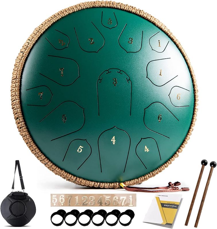 Photo 1 of 12 Inches Steel Tongue Drum - 11 Notes 12 inches - Percussion Instrument -Handpan Drum with Bag, Music Book, Mallets, Finger Picks