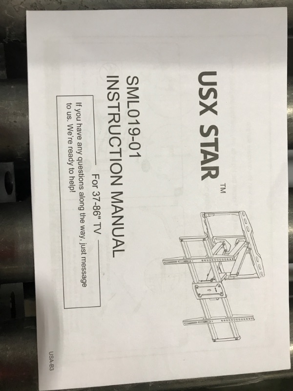 Photo 2 of Full Motion TV Wall Mount Bracket for Most 42-82 inch TVs, Swivel Tilt Extension Level TV Mount, Max VESA 600x400mm, Holds up to 120lbs & 16" Wood Studs with Hole Drilling Template by USX STAR