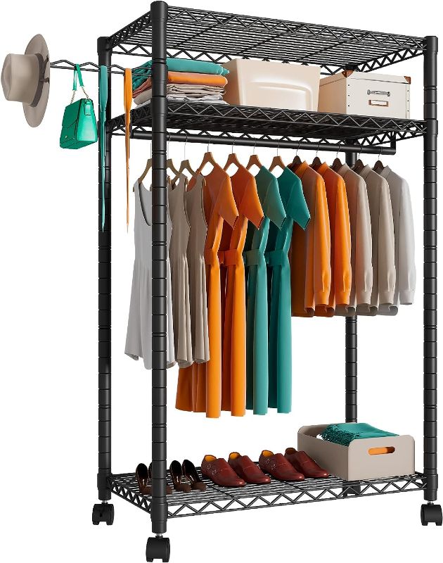 Photo 1 of 
PUNION Heavy Duty Rolling Garment Rack,Portable Clothes Rack for Hanging Clothes,Clothing Rack,Wardrobe Storage Rack with 3 Shelves