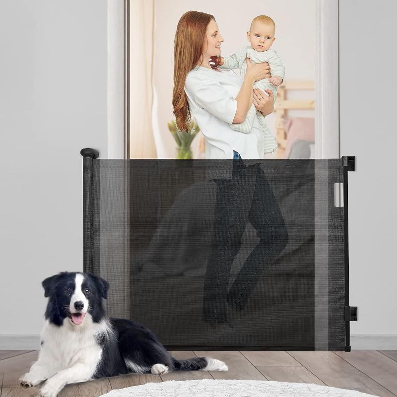 Photo 2 of 
Retractable Safety Gate for Baby and Pets 34" Tall, Extends to 55" Wide?Mesh Child Gate for Stairs,Doorways, Hallways,Black