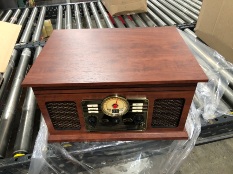 Photo 1 of Victrola Navigator 8-in-1 Classic Bluetooth Record Player with USB Encoding and 3-Speed Turntable Bundle with Victrola Wooden Stand for Wooden Music Centers with Record Holder Shelf, Mahogany