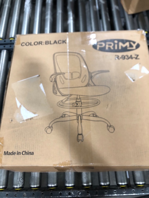 Photo 1 of Limited-time deal: Primy Drafting Chair Tall Office Chair with Flip-up Armrests Executive Ergonomic Computer Standing Desk Chair with Lumbar Support and Adjustable Footrest Ring (Black) 