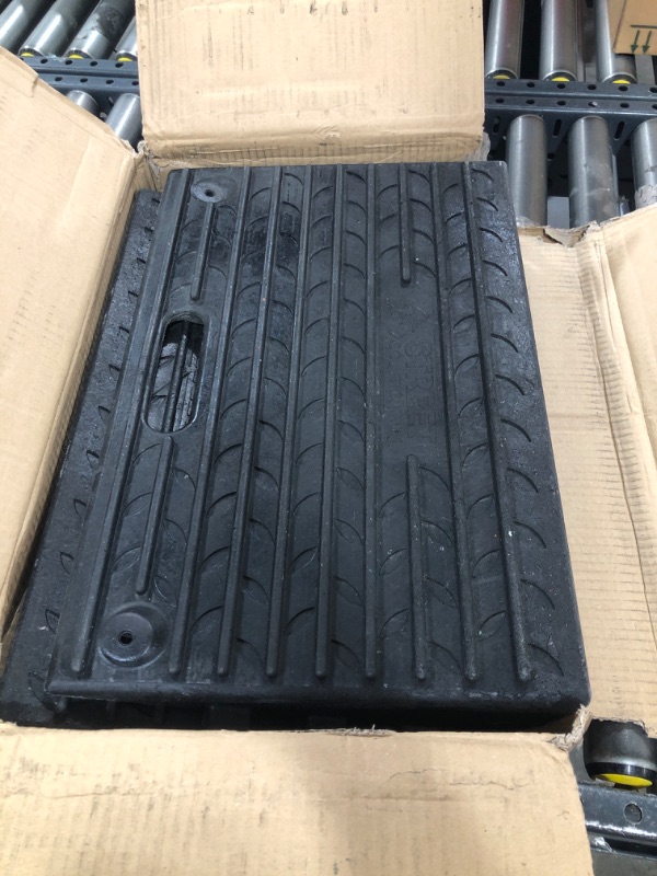 Photo 2 of 4" Inch Driveway Curb Ramp, Heavy Duty Rubber Ramps Perfect for Sidewalk, Low Cars, Curb Ramps for Motorhome, Truck, Shed Ramps, Pets & Wheelchair Threshold Ramp (4" Pack of 2)