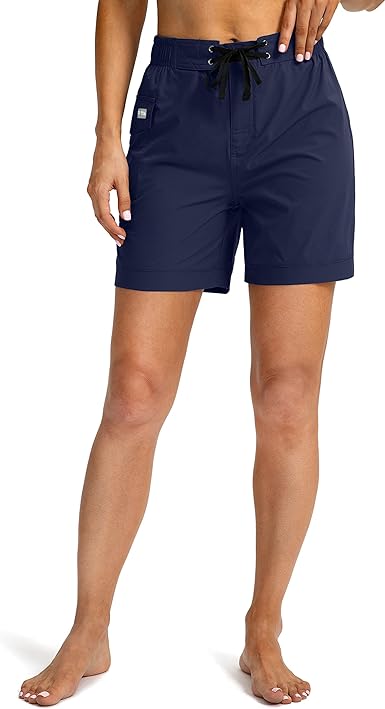 Photo 1 of [Size S] G Gradual Women's Swim Board Shorts UPF 50+ Quick Dry 5" Swimming Beach Shorts for Women with Pocket and Liner- Navy