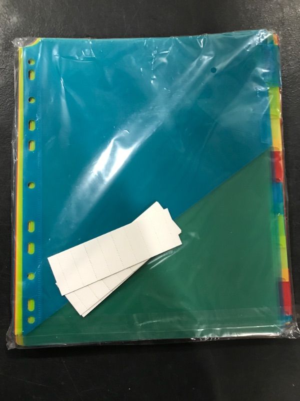 Photo 2 of JISUSU 8-Tab Plastic Binder Dividers with Two Pockets, Multicolor Dividers with Pockets for Binders,Tab Dviders Assorted Colors, 24PCS