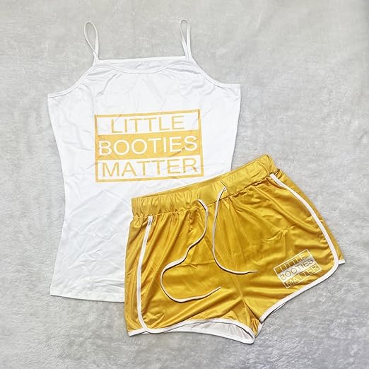 Photo 1 of [Size M] ksotutm Women's Sexy Two Piece Outfits Summer Casual Printed Tank Top and Shorts Suit Set 