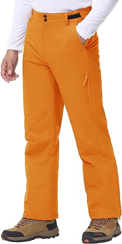 Photo 1 of [Size 36] TBMPOY Men's Waterproof Ski Snow Pants Insulated Softshell Snowboard Winter Skiing Hiking Pant Outdoor Zipper Pockets- Orange