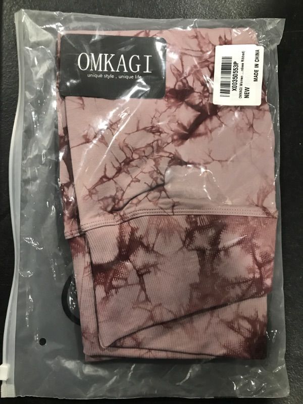 Photo 2 of [Size M] OMKAGI Women Scrunch Butt Lifting Leggings Seamless High Waisted Workout Yoga Pants- Red Wine Tie Dye