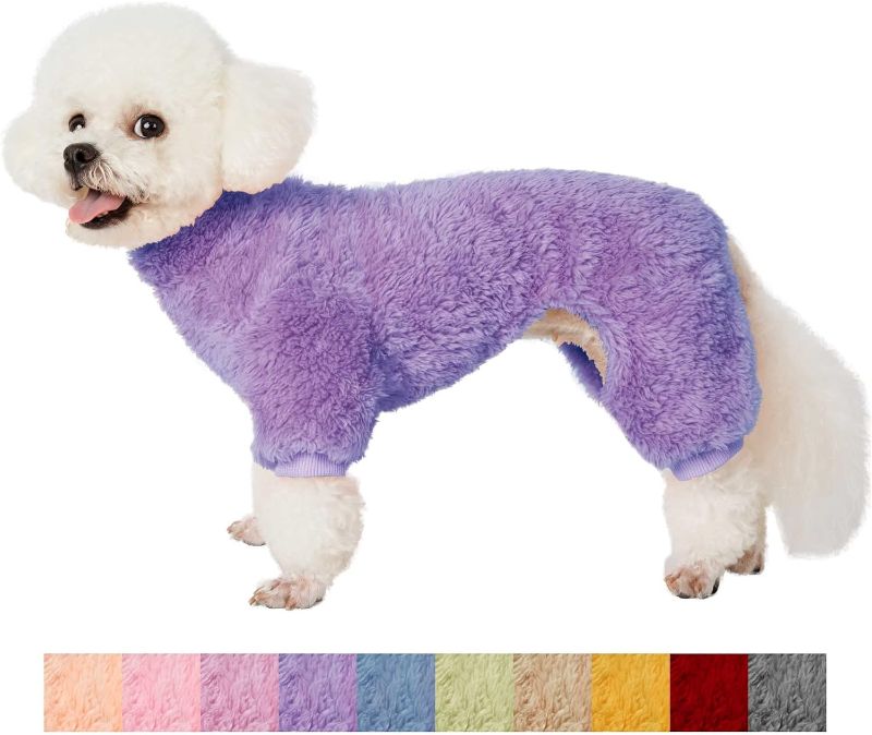 Photo 1 of [Size M] Kyaringtso Dog Sweater, 4 Legs Dog Coat, Dog Winter Clothes for Small Dogs Boy Girl, Puppy Outfits, Pet Coat, Cat Apparel (Medium, Purple)
