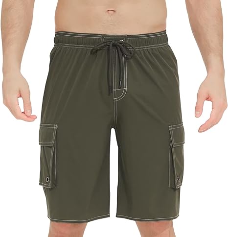 Photo 1 of [Size 30] redturkey Men's Swim Trunks Quick Dry Beach Shorts with Side Pockets- Green