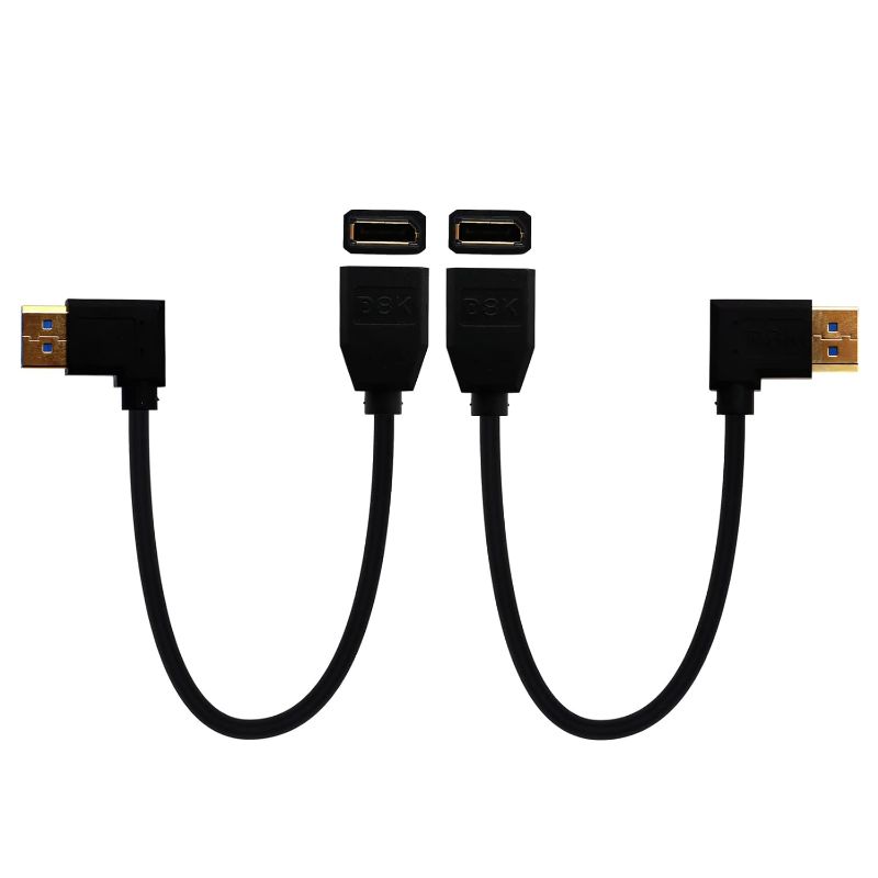 Photo 1 of AWADUO Standard Ultra HD DisplayPort 1.4 Cable, 8K@60Hz Big Displayport 90 Degree Female to Big Displayport Female Right/Left Gold-Plated Cord Compatible with Computer(0.3M/0.98ft) 