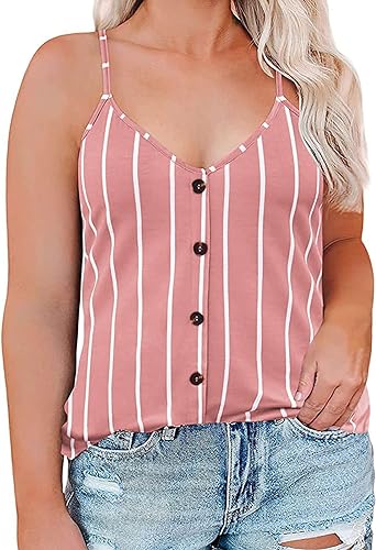 Photo 1 of [Size 5XL] DOLNINE Plus-Size-Tank-Tops for Women Button Down Sexy Sleeveless Cami Shirts