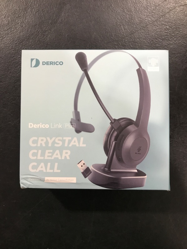Photo 1 of Derico Trucker Bluetooth Headset with Noise Cancelling Microphone & Mute Button for Cell Phones | Telephone Headsets for Office Phones | On-Ear Headphones for Microsoft, Call Center, Trucker Headset Link Plus