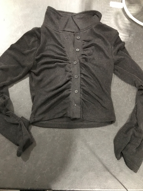 Photo 2 of [Size XS] Verdusa Women's Sheer Mesh Button Up Shirt Long Sleeve See Through Blouse X-Small Black