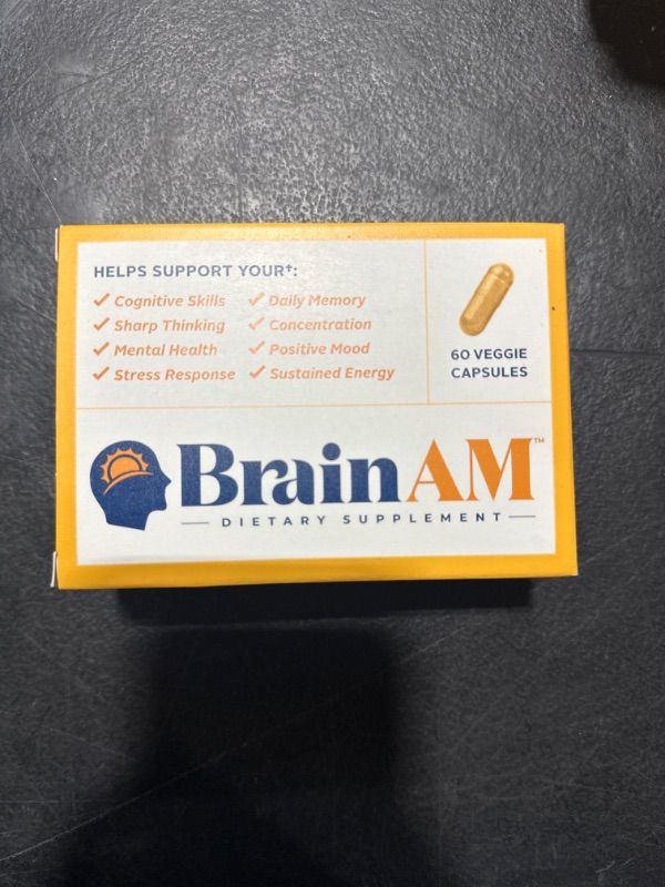 Photo 2 of BrainAM 60ct (30-Day) – Memory + Focus + Sustained Energy Supplement | Energize Brainwaves Daily | Patented Nootropics, Probiotics, Vitamins B6, B12, D, E, Phosphatidylserine, Alpha-GPC, Huperzine EXP. 02/24