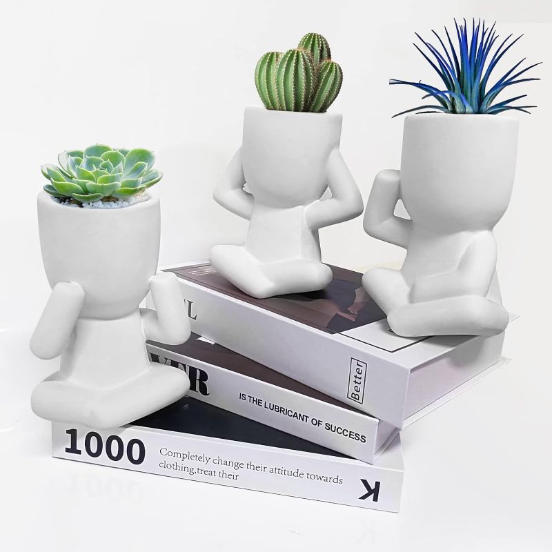 Photo 1 of 
WEWEOW Succulent Pots, Small Plant Pots with Creative Human Shape, Ceramic Planter for Indoor Plants Succulents Plants Cacti Air Plants Creation DIY,