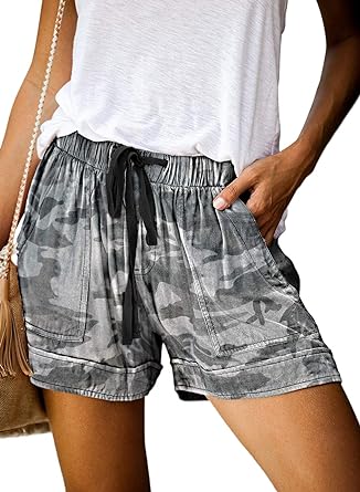 Photo 1 of Acelitt Women Comfy Drawstring Casual Elastic Waist Pocketed Shorts,S