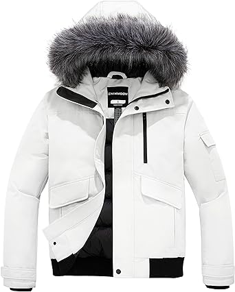 Photo 1 of CHIN·MOON Men's Winter Coats Warm Snow Jacket Waterproof Hooded Puffer Coat SIZE XL