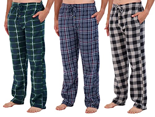 Photo 1 of 3 Pack: Mens Big and Tall Pajama Pants Lounge Fleece Buffalo Plaid Men PJ Bottoms Sleep Pockets Christmas Microfleece Knit Fluffy Winter Warm Sleeping Size 4X