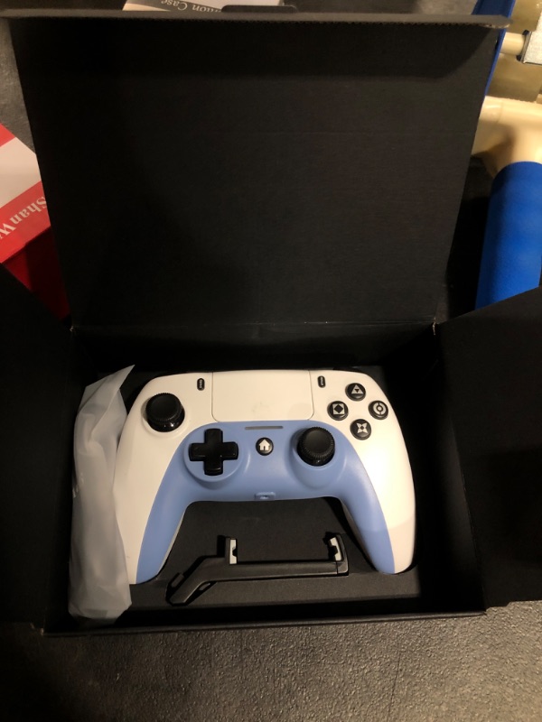 Photo 1 of ShanWan Wireless Controller for ps4/PS4 Silm/PS4 pro. Wireless Remote Gamepad Compatible with iOS/PC/Android. Built-in 600mAh Battery with Double Shock/3.5 mm Audio jack/6-axis Motion Sensor/Programmable Back Buttons?white blue? 