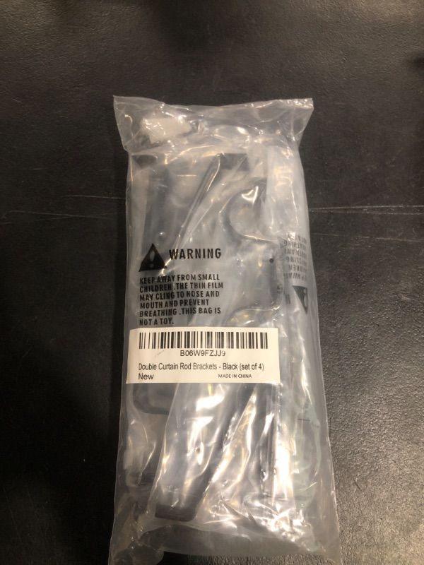 Photo 1 of TEJATAN - Double Curtain Rod Brackets - 1 Inch Diameter - Black (Set of 4 (2 Pairs)) – (Can Also be Known as - Double Drapery Rod Bracket Set for Draperies/Double Curtain Hardware Brackets) 2 Black